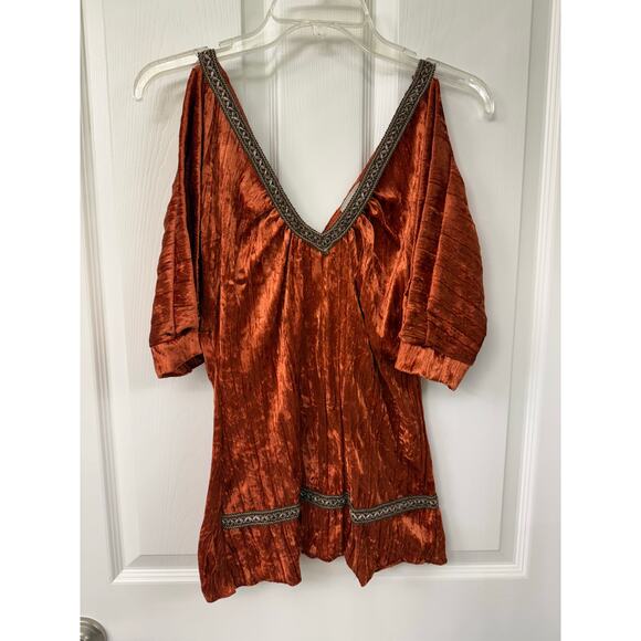 Yagi Large Velvet Velour Fairy Whimsical Witchy Punk Blouse Y2K orange blouse - Picture 2 of 8